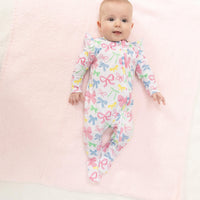 Angel Dear Sweet Bows 2-Way Ruffle Sleeve Zipper Footie