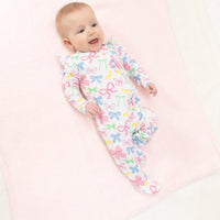 Angel Dear Sweet Bows 2-Way Ruffle Sleeve Zipper Footie