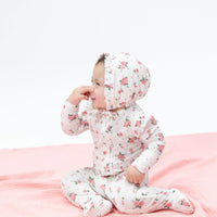 Angel Dear Pink Rosettes 2-Way Ruffle Sleeve Zipper Footie