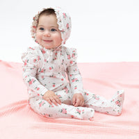 Angel Dear Pink Rosettes 2-Way Ruffle Sleeve Zipper Footie