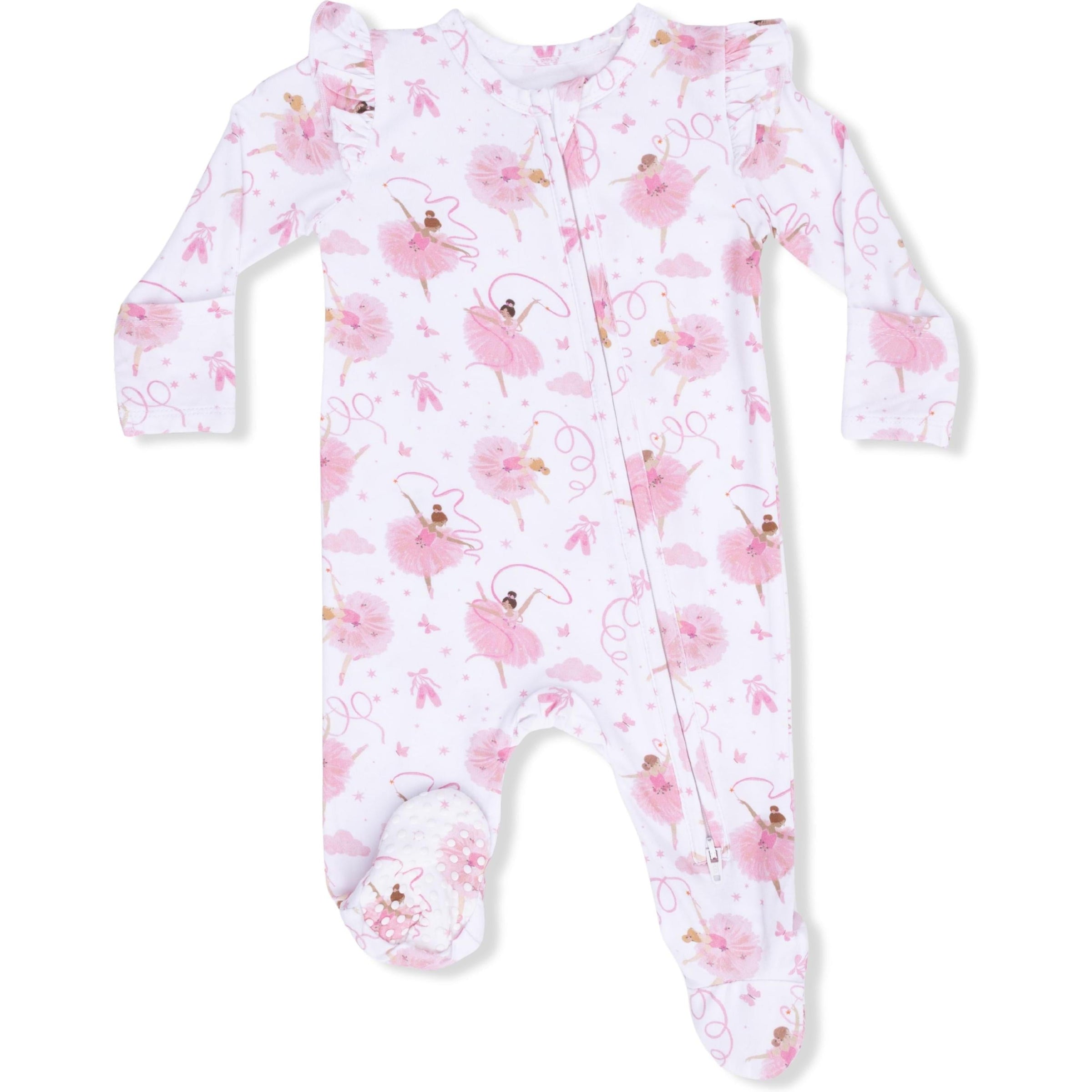 Angel Dear Ribbon Ballerinas 2-Way Ruffle Sleeve Zipper Footie