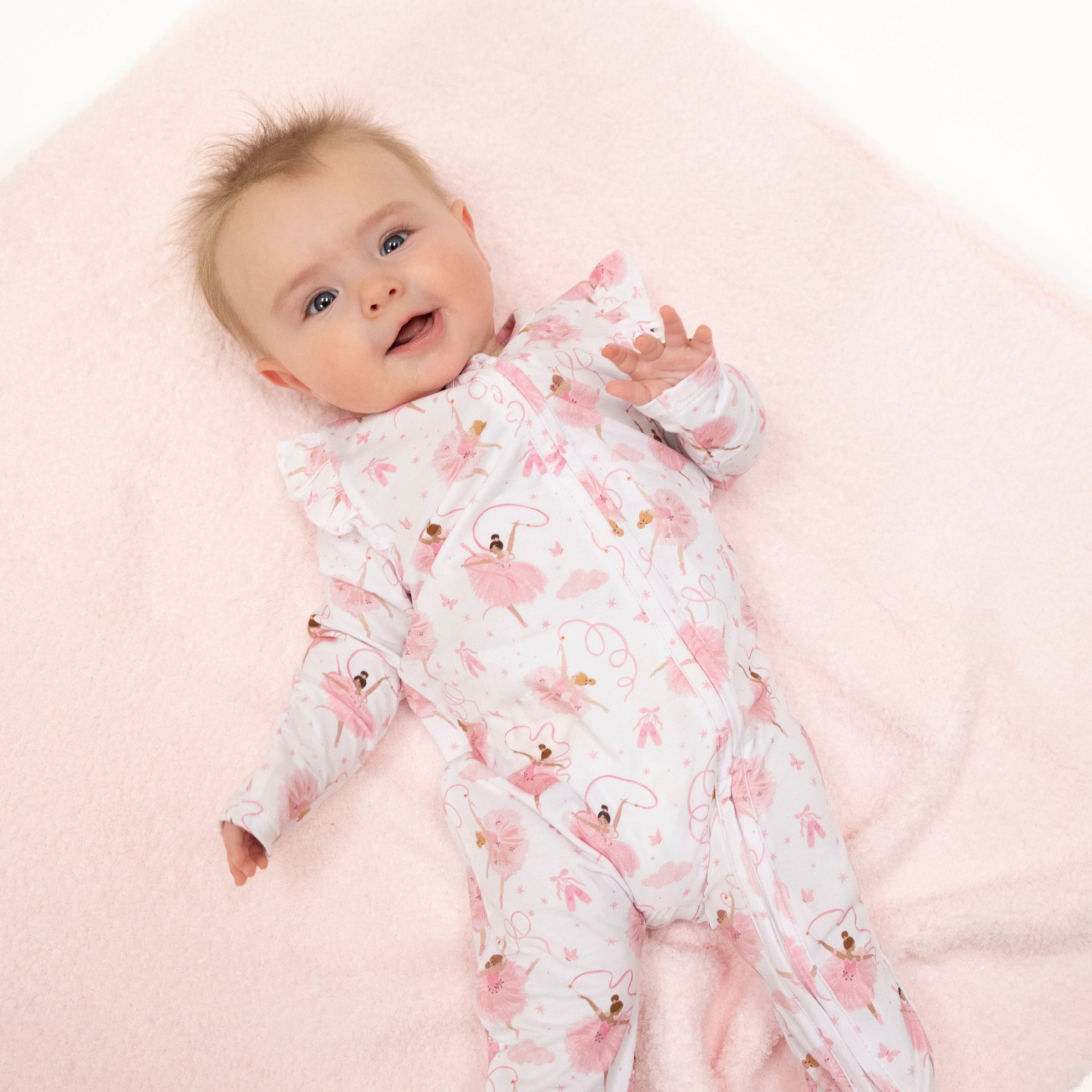 Angel Dear Ribbon Ballerinas 2-Way Ruffle Sleeve Zipper Footie