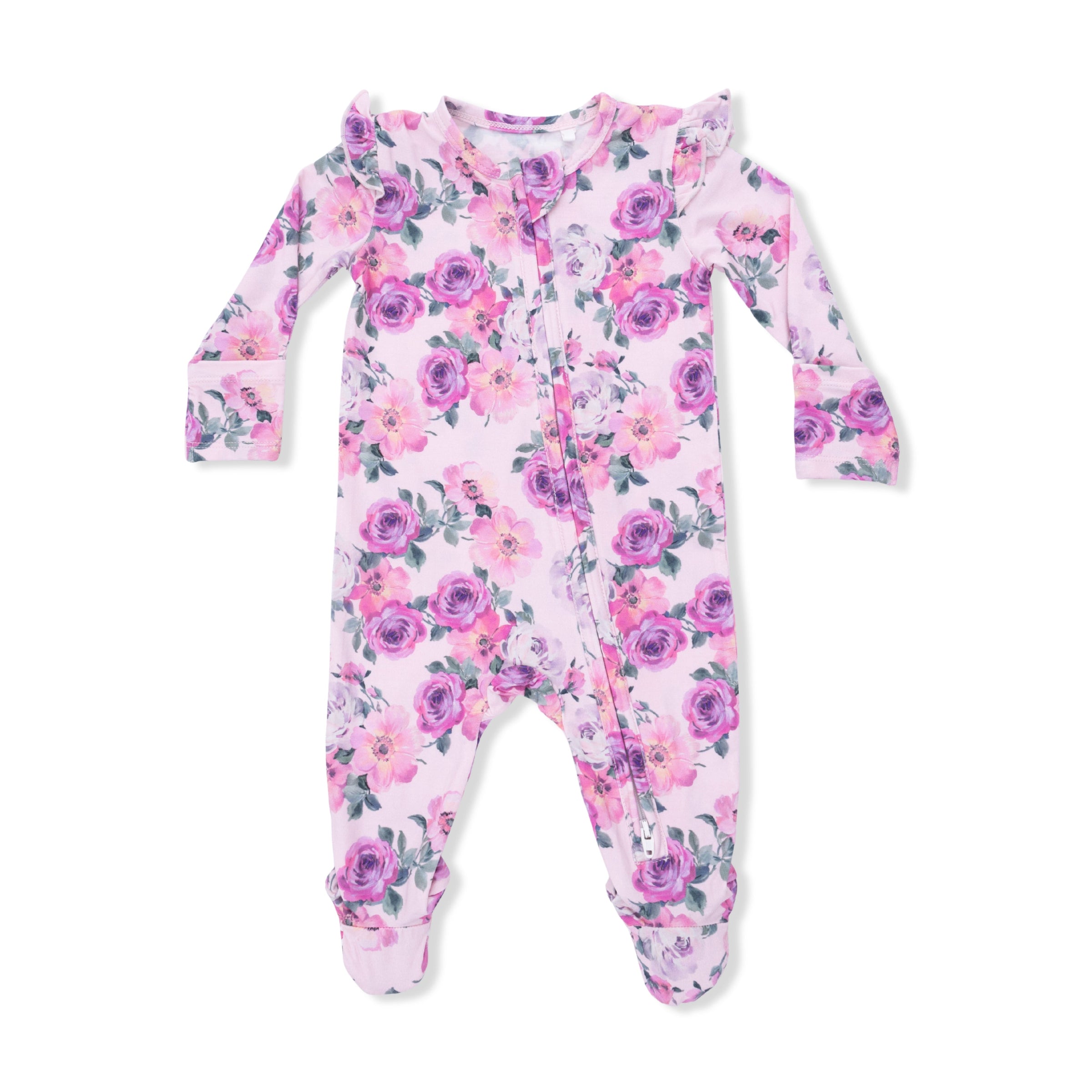 Angel Dear Rose Abundance 2-Way Ruffle Sleeve Zipper Footie