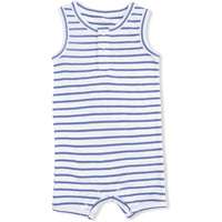 Angel Dear Navy Stripe Henley Shortie Romper