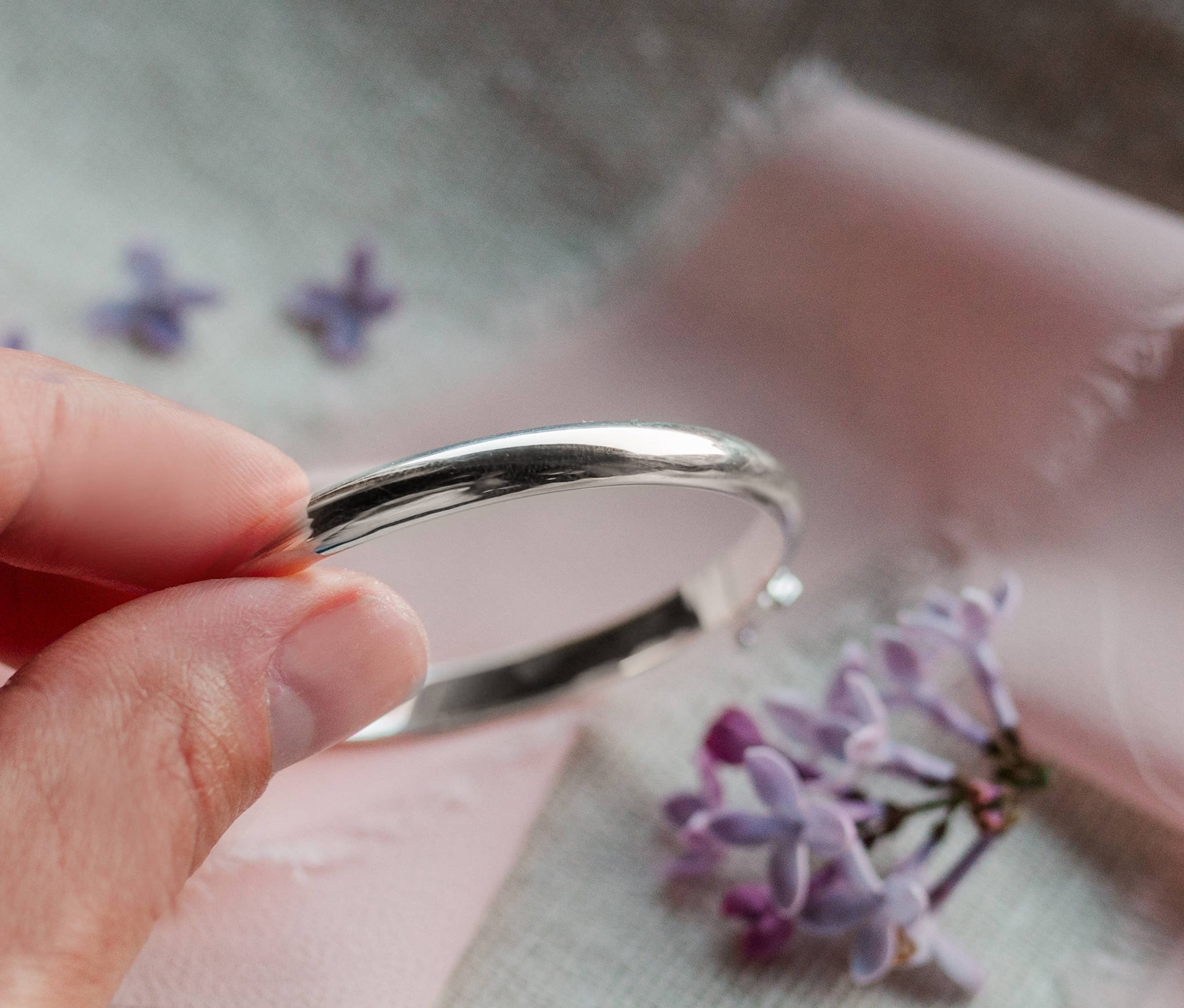 Cherished Moments - Classic Silver Bangle Bracelets for Babies, Kids or Women