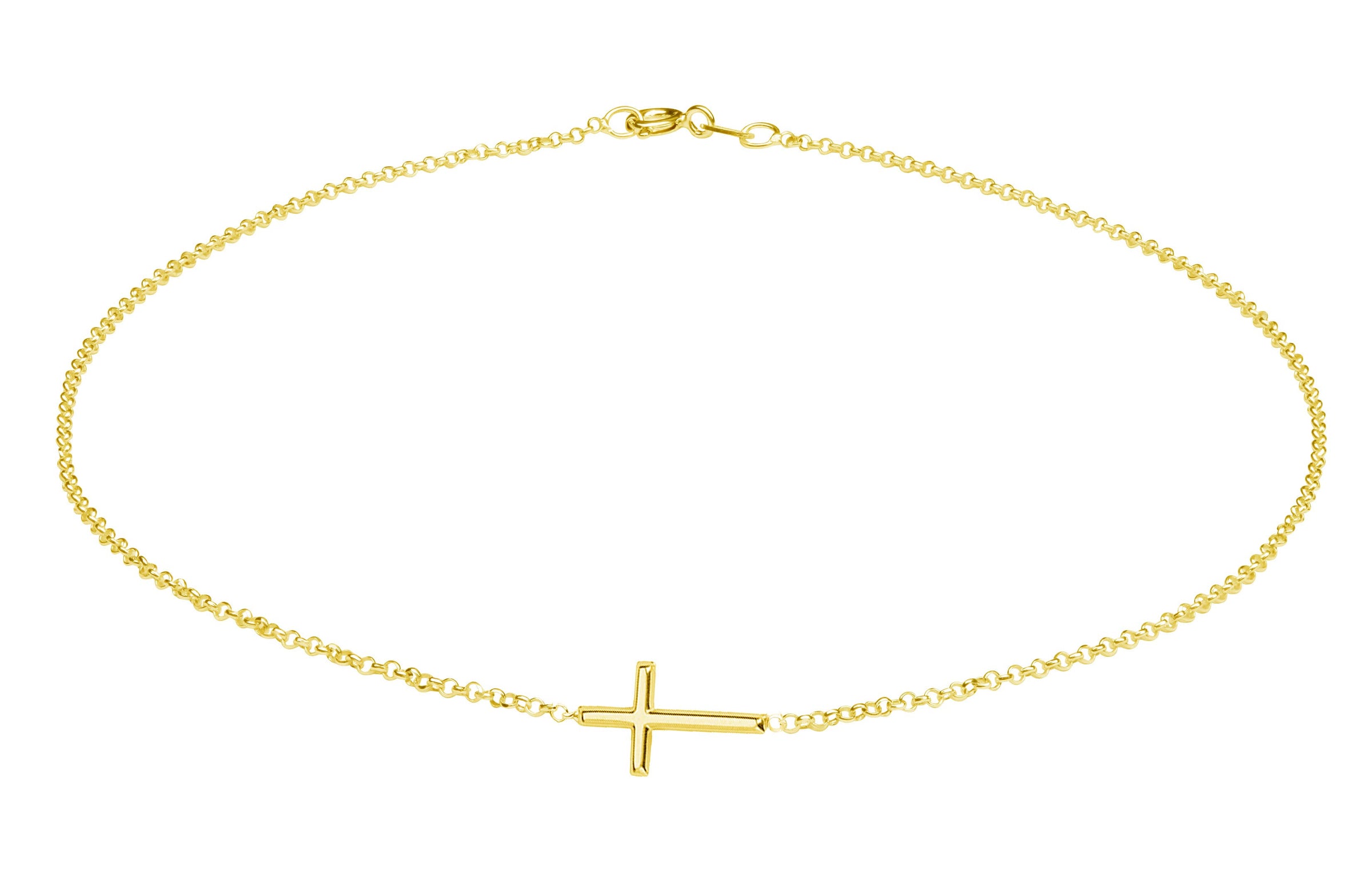 Cherished Moments - 14K Gold-Plated Girls Horizontal Cross Necklace Kids & Women