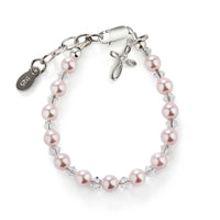 Cherished Moments - Sterling Silver Pink Pearl Cross Baby Bracelet Kids Jewelry