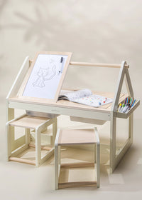 Coco Village Multifunction Wooden Art & Sensory Table With Stools