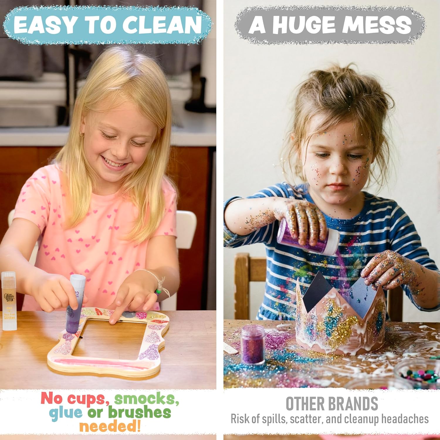 The Pencil Grip Glitter Stix, Mess Free Glitter, Set of 12 Colors