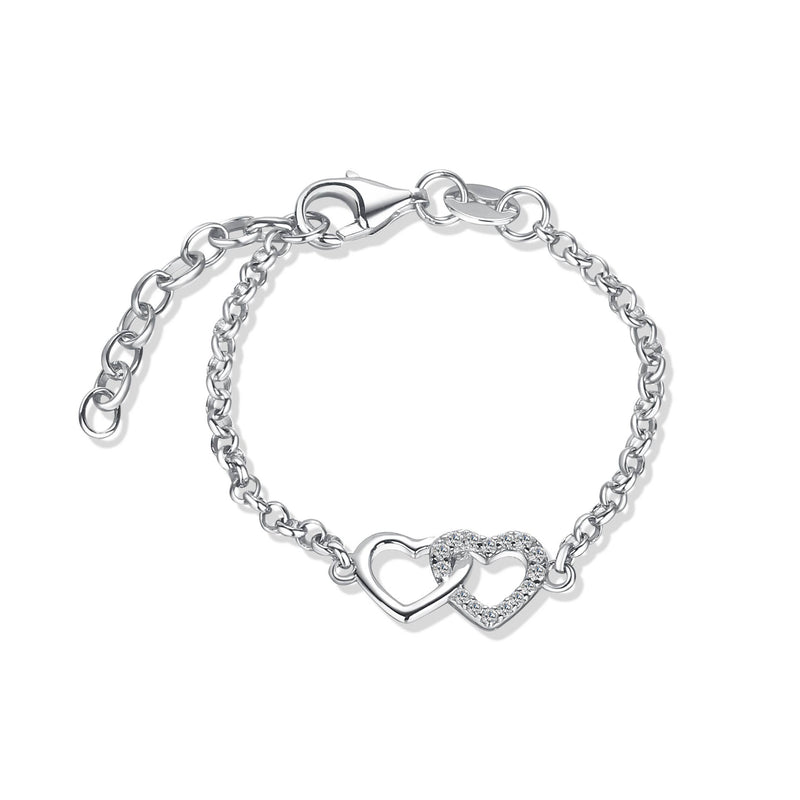 Cherished Moments Mom and Me 2-Piece Bracelet Set - Silver Hearts Baby Gift: SM (0-12 months)