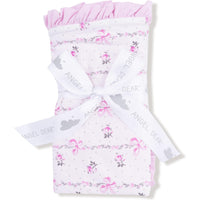 Angel Dear Dainty Buds And Bows Stripe Ruffle Blanket