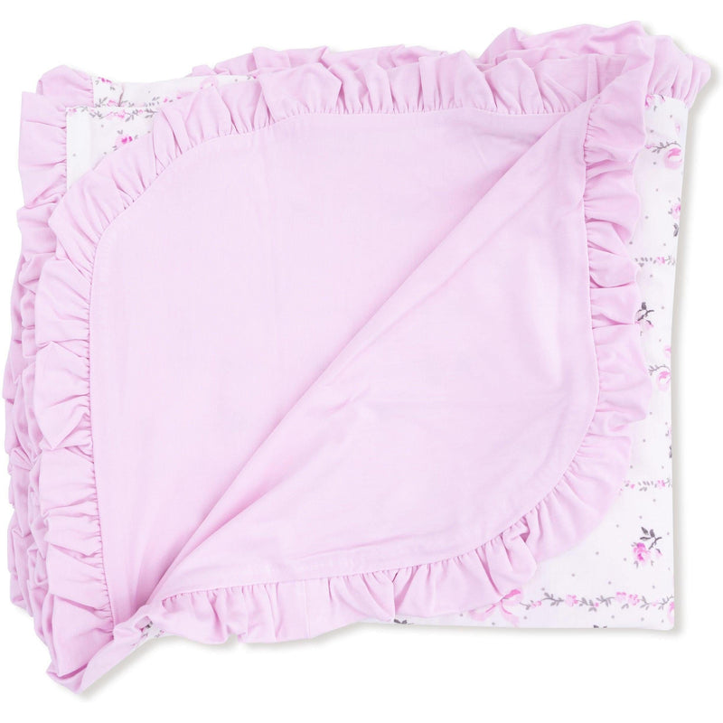 Angel Dear Dainty Buds And Bows Stripe Ruffle Blanket