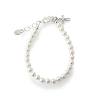 Cherished Moments Girls Silver Pearl Baby Baptism Bracelet, 1st Communion Gift: Medium 1-5 Years