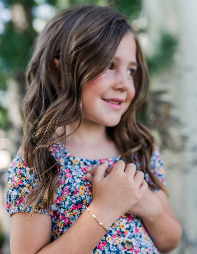 Cherished Moments Little Girls14K Gold-Plated Pearl Baby Bracelet for Kids