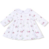 Angel Dear Baby Golf Carts Pink Long Sleeve Peter Pan Collar Dress with Smocking and Diaper Cover