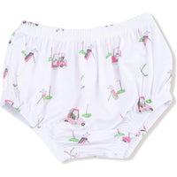 Angel Dear Baby Golf Carts Pink Long Sleeve Peter Pan Collar Dress with Smocking and Diaper Cover