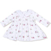 Angel Dear Baby Golf Carts Pink Long Sleeve Peter Pan Collar Dress with Smocking and Diaper Cover