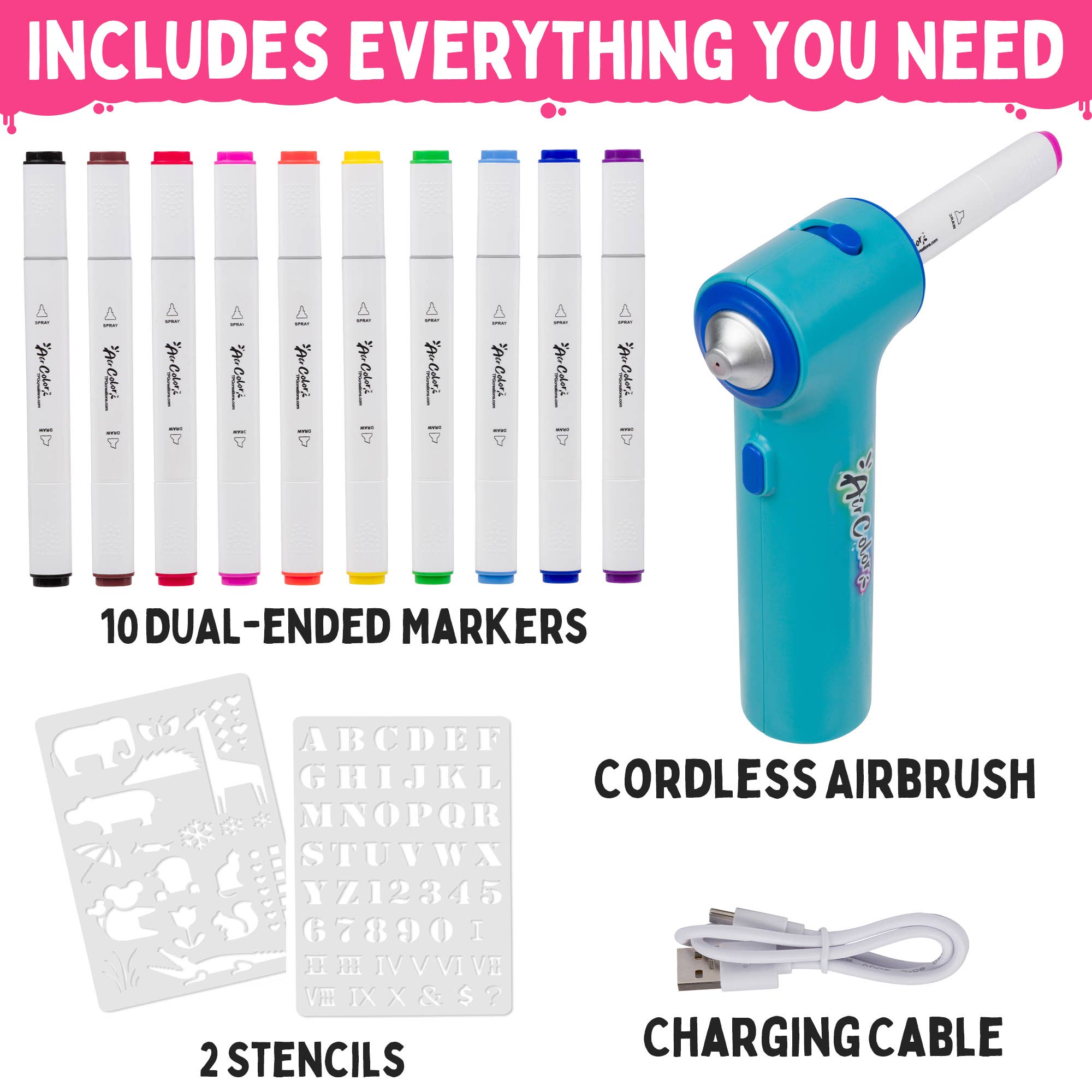 TPG Creations / The Pencil Grip - Aircolor Airbrush Kit (includes Markers & Stencils) TPG-490