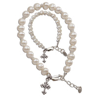 Cherished Moments - Mom and Me 2-Piece Pearl Cross Bracelet Baby Baptism Gift