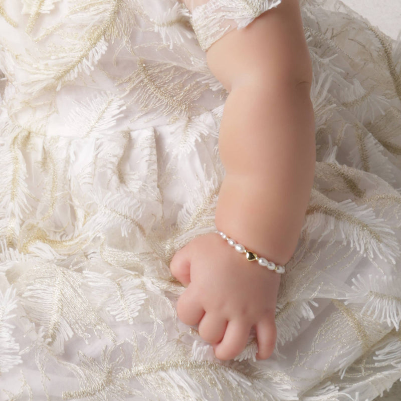 Cherished Moments Girls 14K Gold-Plated Pearl Baby & Children's Bracelet: Medium 1-5 Years