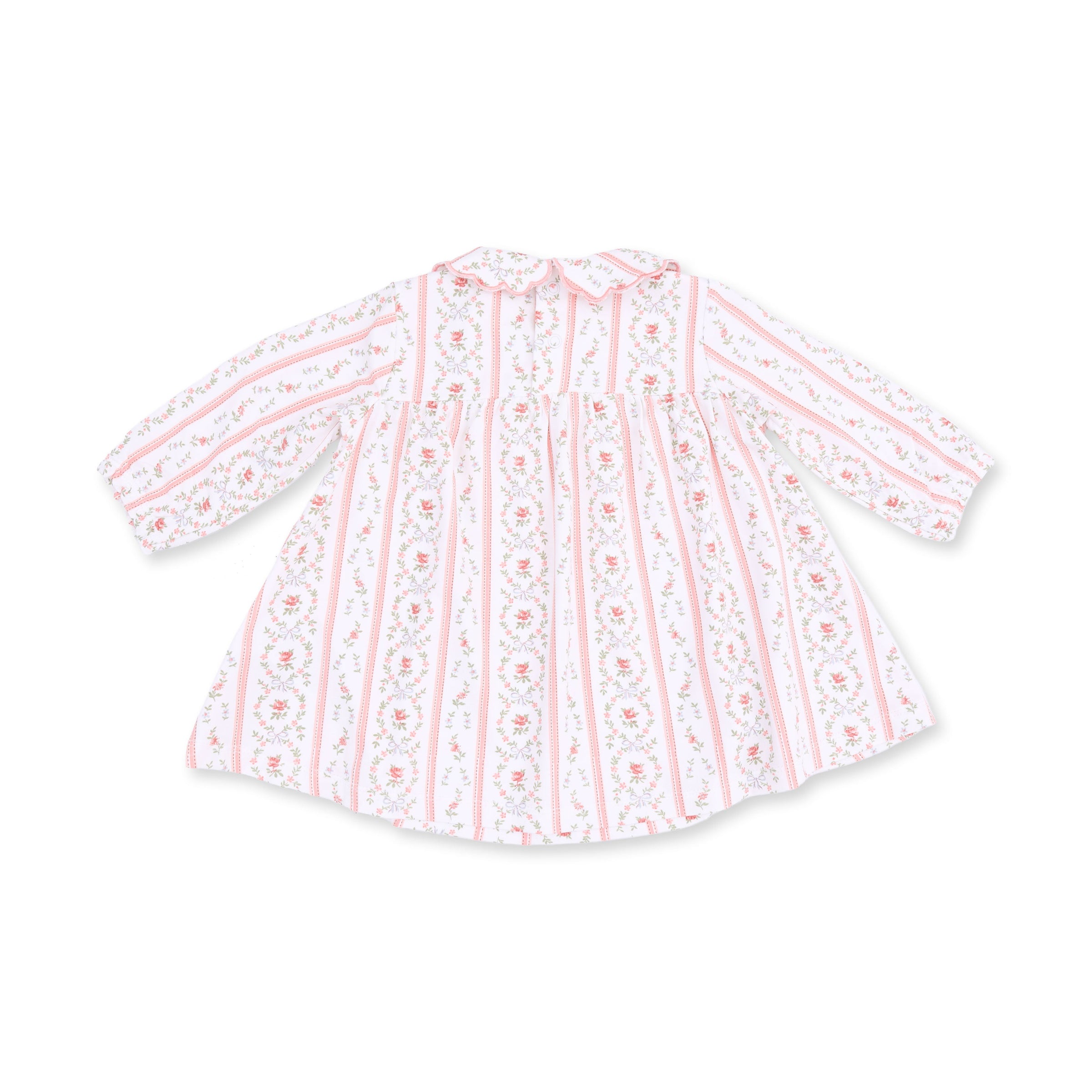 Angel Dear Marnie Rosebud Stripe Long Sleeve Petal Collar Dress & Bloomer