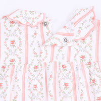 Angel Dear Marnie Rosebud Stripe Long Sleeve Petal Collar Dress & Bloomer