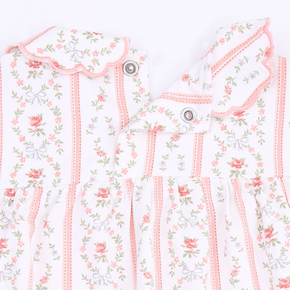 Angel Dear Marnie Rosebud Stripe Long Sleeve Petal Collar Dress & Bloomer