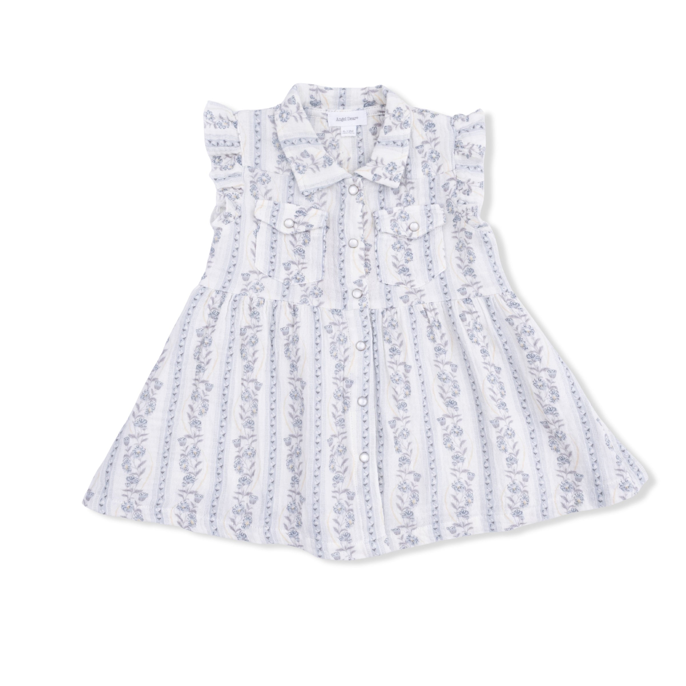 Angel Dear Kimberly Floral Stripe Western Pearl Snap Dress & Bloomer