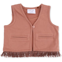 Angel Dear Solid Mocha Mousse Western Fringe Vest