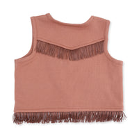 Angel Dear Solid Mocha Mousse Western Fringe Vest