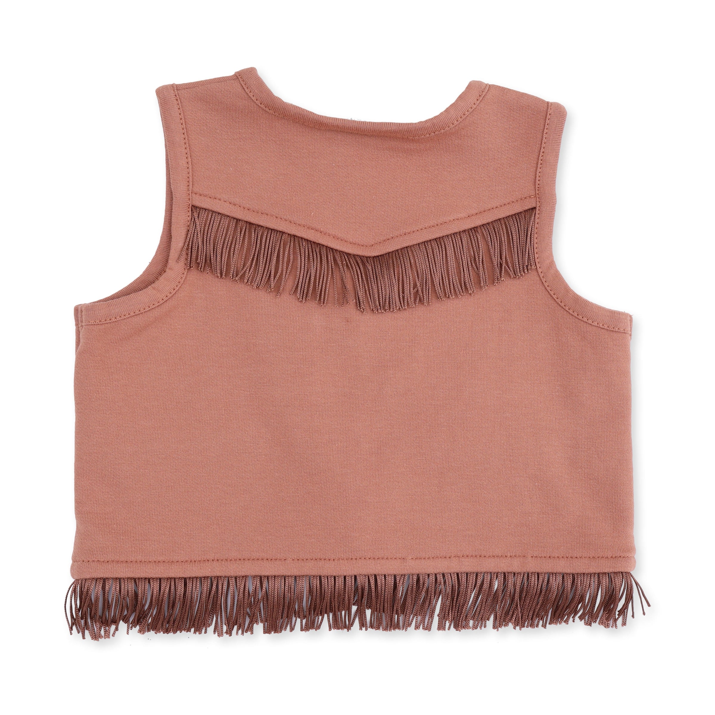 Angel Dear Solid Mocha Mousse Western Fringe Vest