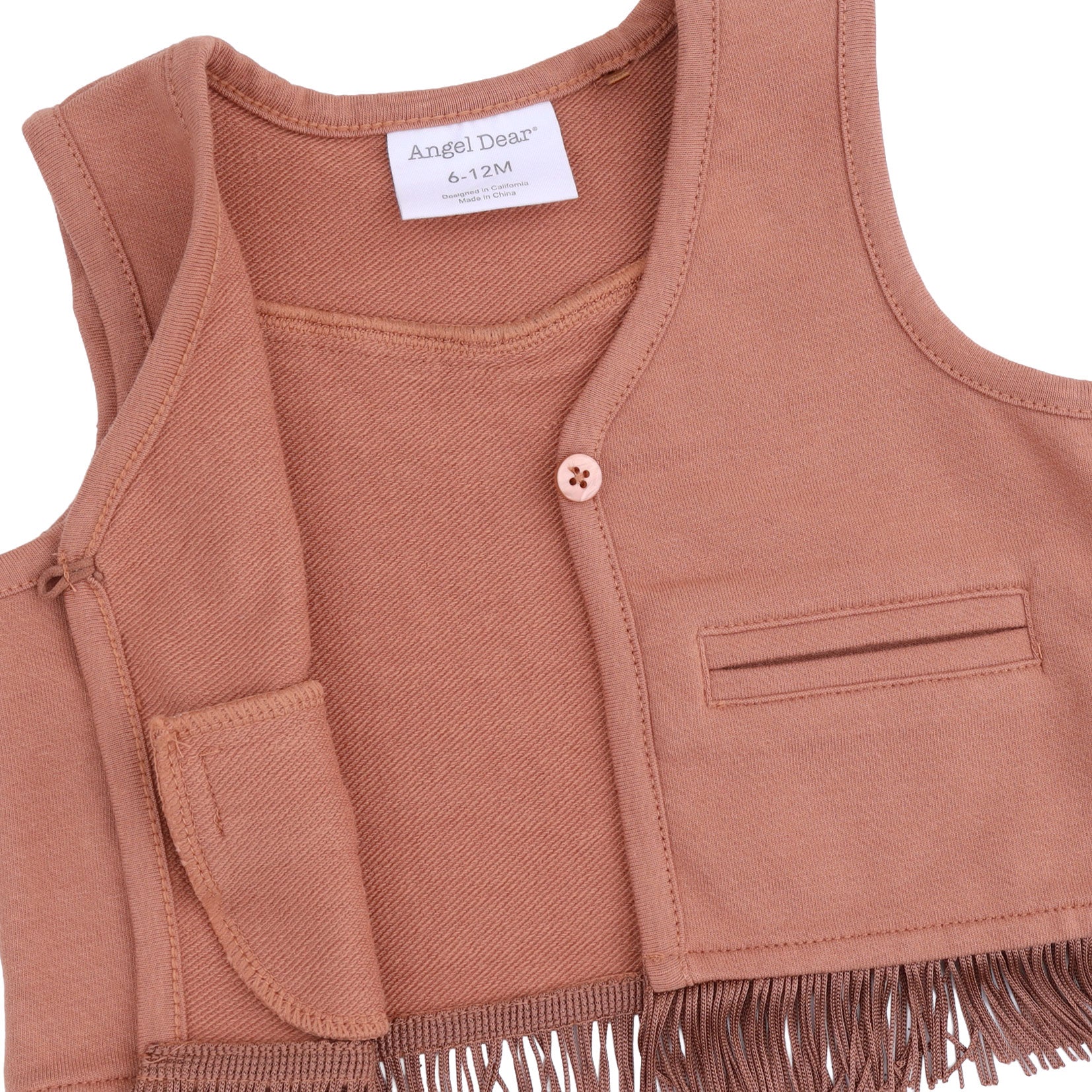 Angel Dear Solid Mocha Mousse Western Fringe Vest