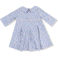 Angel Dear Country Calico Box Pleat Dress with 3/4 Sleeve + Peterpan Collar & Rib Leggings