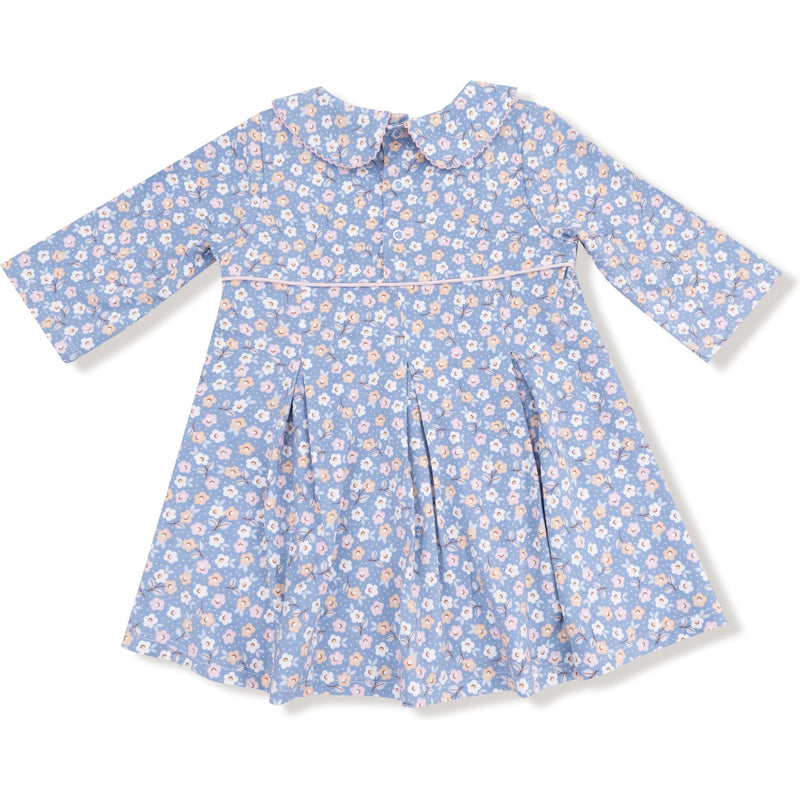 Angel Dear Country Calico Box Pleat Dress with 3/4 Sleeve + Peterpan Collar & Rib Leggings