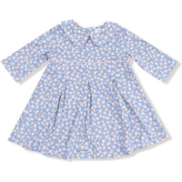 Angel Dear Country Calico Box Pleat Dress with 3/4 Sleeve + Peterpan Collar & Rib Leggings