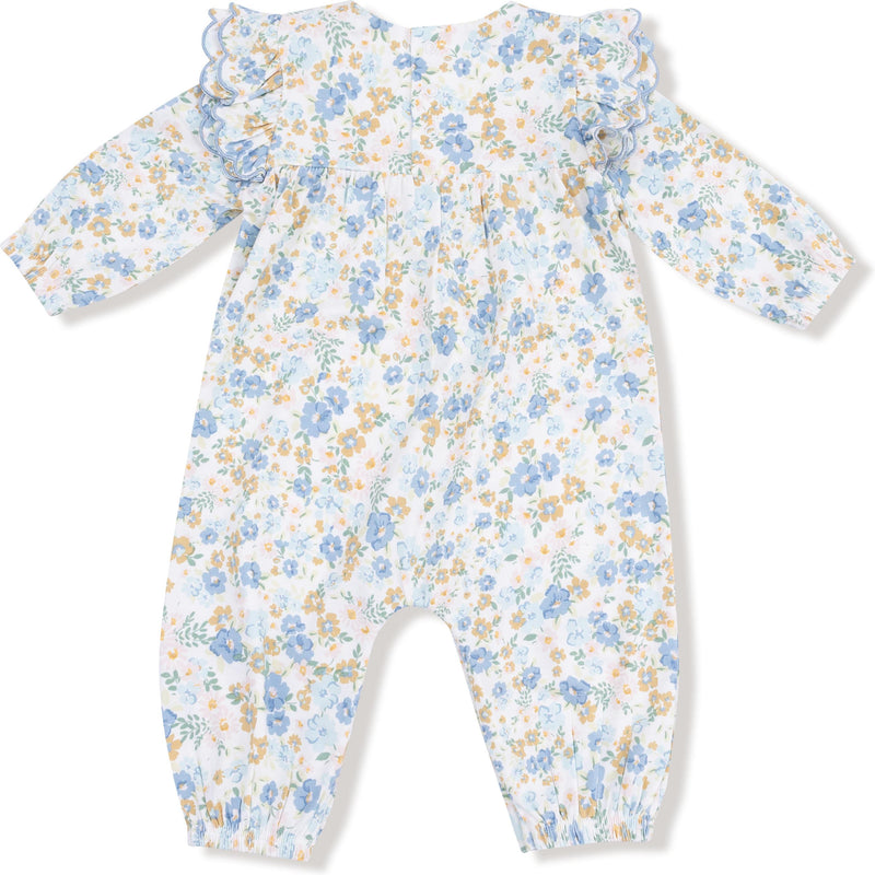 Angel Dear Sweet Rose Calico Long Sleeve Petal Ruffle Romper