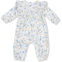 Angel Dear Sweet Rose Calico Long Sleeve Petal Ruffle Romper
