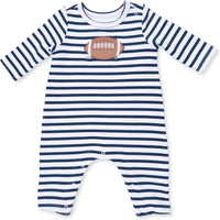 Angel Dear Football Navy Long Sleeve Snap Shoulder Romper