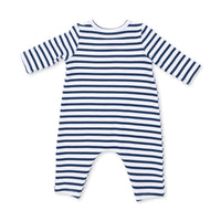 Angel Dear Football Navy Long Sleeve Snap Shoulder Romper