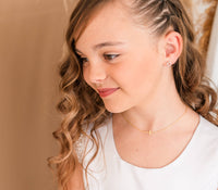 Cherished Moments - 14K Gold-Plated Girls Horizontal Cross Necklace Kids & Women