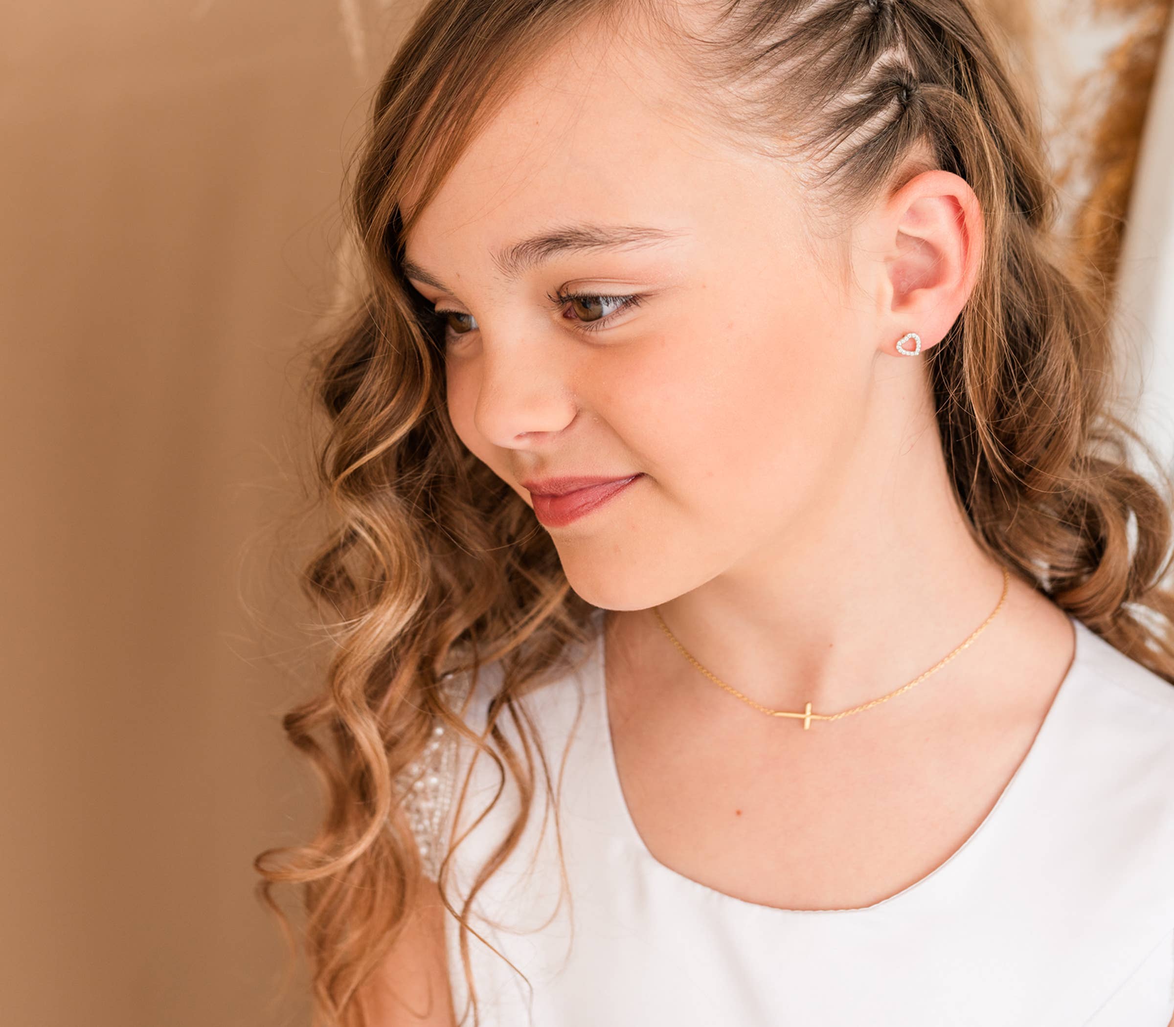 Cherished Moments - 14K Gold-Plated Girls Horizontal Cross Necklace Kids & Women