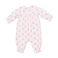 Angel Dear Rose Bow Lattice Smocked Long Sleeve Romper
