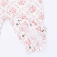 Angel Dear Rose Bow Lattice Smocked Long Sleeve Romper