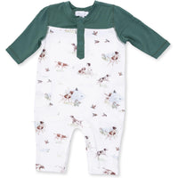 Angel Dear Pointer Pups & Duck Buddies Romper with Contrast Sleeves