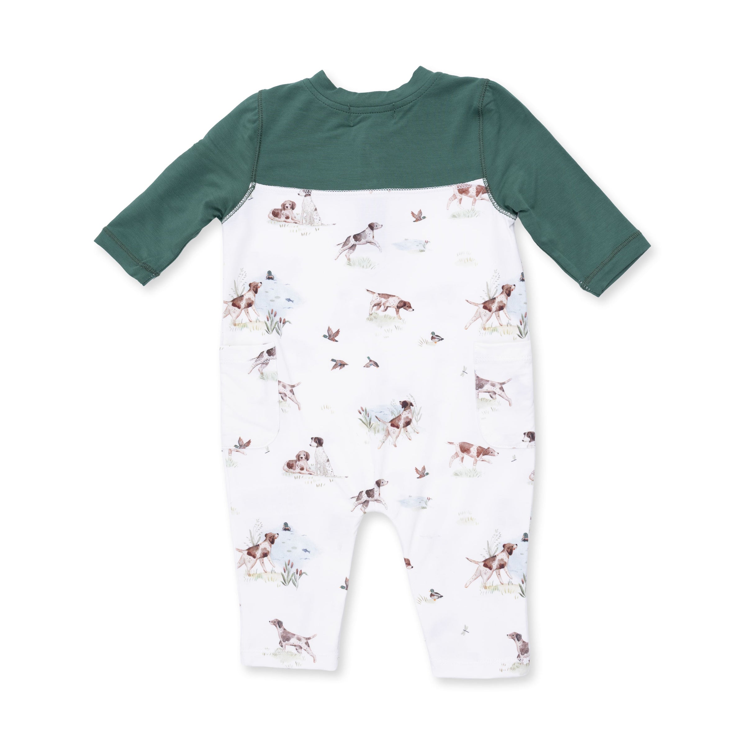 Angel Dear Pointer Pups & Duck Buddies Romper with Contrast Sleeves