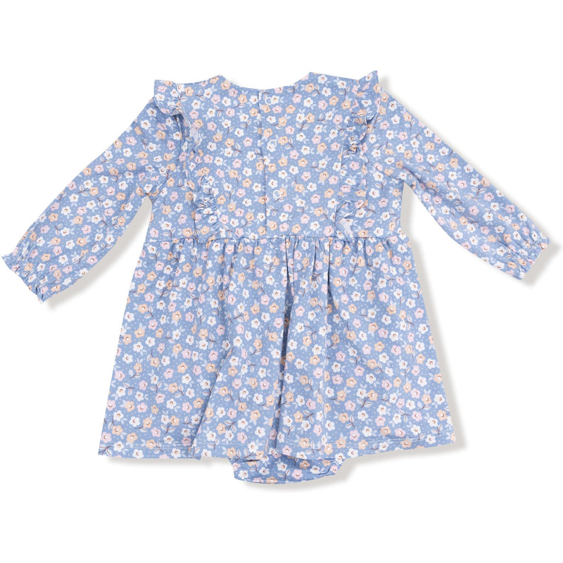 Angel Dear Country Calico Ruffle Long Sleeve Bodysuit Dress