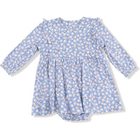 Angel Dear Country Calico Ruffle Long Sleeve Bodysuit Dress