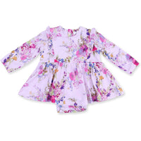 Angel Dear Dahlia Floral Long Sleeve Ruffle Bodysuit Dress