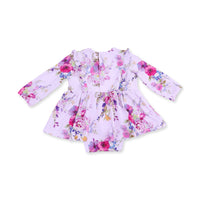 Angel Dear Dahlia Floral Long Sleeve Ruffle Bodysuit Dress