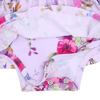 Angel Dear Dahlia Floral Long Sleeve Ruffle Bodysuit Dress
